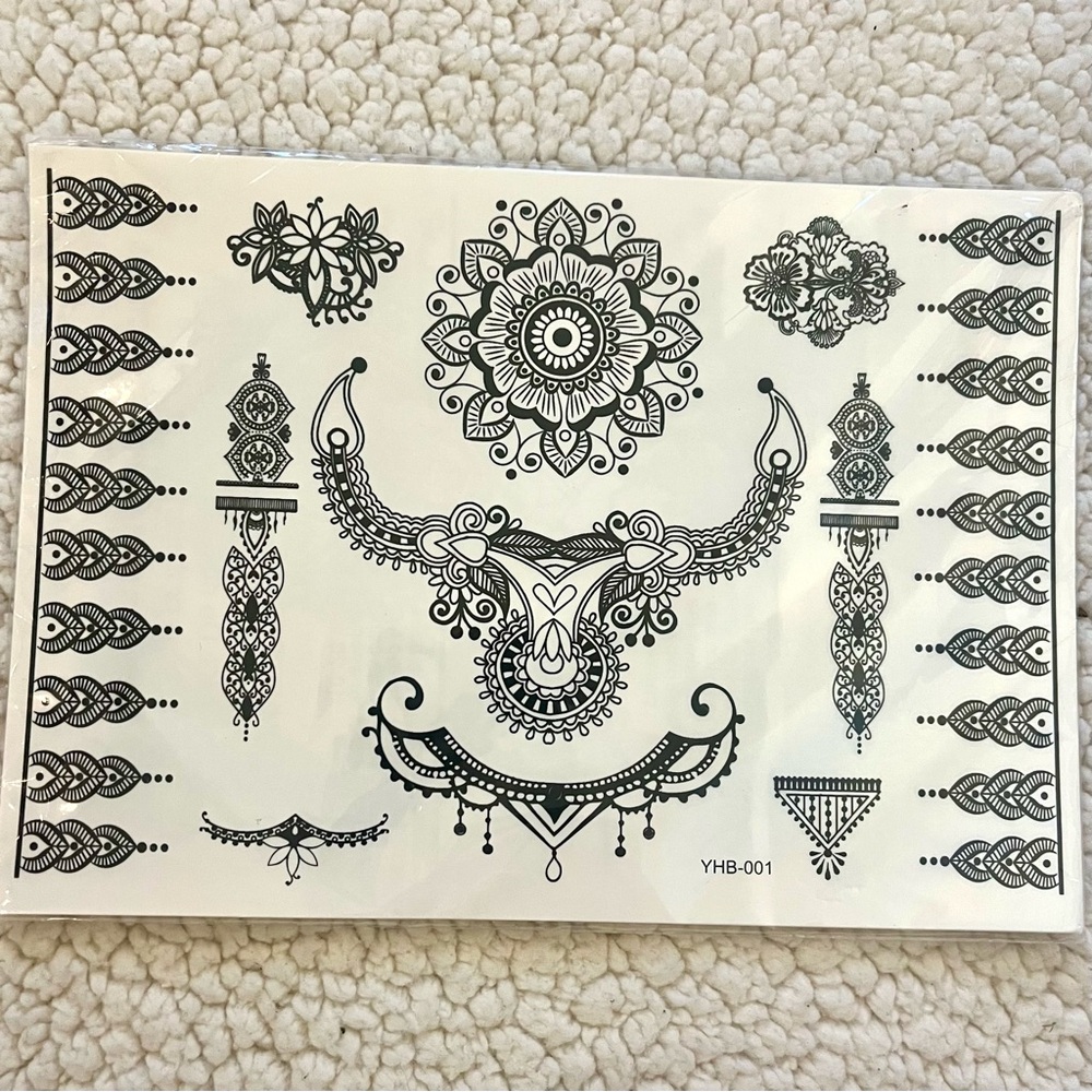 Intricate Black Temporary Tattoo Set